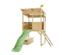TP Toys Maisonnette des Cimes avec Glissière - Bois FSC Certifié - Maison à 2 Niveaux avec Tour d’Observation, Coffre à Jouets et Toboggan - Kit d’Ancrage - 3 Ans+