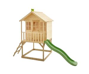 TP Toys Maisonnette en Bois Colline avec Glissière 1,8 m - Bac à Sable Ombragé - Terrasse surélevée 120 cm - Kit d’Ancrage Inclus - Dès 3 Ans - pour Jardin