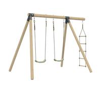 Talk-Point Portique AMANDIER 2 balançoires échelle corde kit d'ancrage Bois FSC® h190 cm