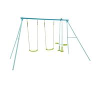 TP Toys Portique métal galvanisé – 2 balançoires & vis-à-vis – Kit d'ancrage – Dès 3 ans