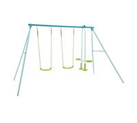 TP Toys Portique Métal Galvanisé - 2 Balançoires et Vis-à-Vis - Kit d'ancrage Inclus - Anti-UV - Dès 3 Ans - Usage Domestique