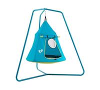 TP Toys Tente OVNI Bleu avec Structure Trépied - Aire de Jeux Suspendue Enfants - Porte et Fenêtre en Filet - Compacte pour Petits Jardins - Dès 2 Ans - Kit d’Ancrage Inclus