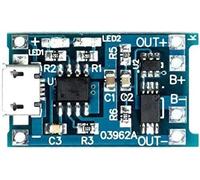 TP4056 1A Li-ION Charging Module for Lion-LiPo Batteries 3.7V/Battery 1 Cell/Battery 1 Cell/Battery Single Cell MicroUSB mit DW01 Schutz-IC Blue