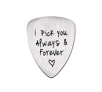 TPALPKT Médiator de guitare gravé en acier titane avec inscription « I Pick You Always » et « Forever » gravé O5Z2