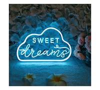 TPARIS Enseigne Au Néon De Décor Murale À LED Avec Interrupteur À Intensité Variable|Enseigne Au Néon En Forme De Nuage En Panneau Acrylique|Veilleuse Alimentée Par USB,Bleu (A)-Sweet Dreams