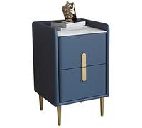 TPARIS Tables De Chevet Modernes du Milieu du Siècle|Table De Nuit Pratique Minimaliste en Cuir Microfibre|Table Basse en Pierre Frittée pour Salon Chambre,Bleu Marine,30x35x55cm(11.8x13.7x21.6in)