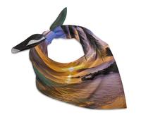 TPDHJK Écharpe à col carré de 63,5 x 63,5 cm - Motif tropical hawaïen - Palmier - Océan - Mer - Coucher de soleil - Pour homme et femme - Élégant bandeau - Mouchoir multifonction - Unisexe