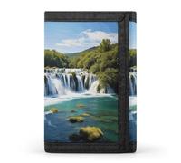 TPDHJK Portefeuille fin pour homme avec cascades sur la rivière Krka imprimé à trois volets en polyester Portefeuille minimaliste adapté pour le travail, les voyages et un usage quotidien, Cascades