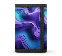 TPDHJK Portefeuille fin pour homme avec impression violette ondulée à trois volets en polyester pour le travail, les voyages et un usage quotidien, Violet ondulé, Taille unique, Minimaliste