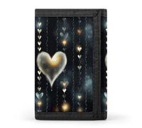 TPDHJK Portefeuille fin pour homme avec imprimé d'amour lumineux à trois volets, portefeuille en polyester, mini portefeuille minimaliste adapté pour le travail, les voyages et un usage quotidien,