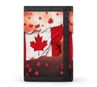 TPDHJK Portefeuille fin pour homme avec imprimé drapeau canadien à trois volets en polyester pour le travail, les voyages et un usage quotidien, Drapeau du Canada., Taille unique, Minimaliste