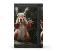 TPDHJK Portefeuille fin pour homme avec imprimé écureuil amusant à trois volets en polyester pour le travail, les voyages et un usage quotidien, Écureuil amusant., Taille unique, Minimaliste