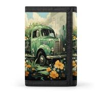 TPDHJK Portefeuille fin pour homme avec imprimé voiture sur herbe en polyester à trois volets pour le travail, les voyages et une utilisation quotidienne, Voiture sur l'herbe, Taille unique,