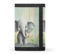 TPDHJK Portefeuille fin pour homme avec joli imprimé éléphant à trois volets, portefeuille en polyester, mini portefeuille minimaliste adapté pour le travail, les voyages et un usage quotidien,