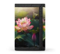 TPDHJK Portefeuille fin pour homme avec joli imprimé fleur de lotus à trois volets en polyester mini portefeuille minimaliste adapté pour le travail, les voyages et un usage quotidien, Belle fleur de