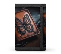 TPDHJK Portefeuille fin pour homme avec papillon sur cuir imprimé portefeuille à trois volets en polyester mini portefeuille minimaliste adapté pour le travail, les voyages et un usage quotidien,