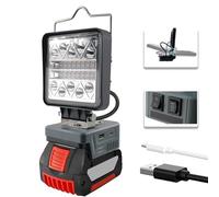 TPDL lampe sans fil pour Bosch Professional 18 V Système GBA, projecteur LED rotatif à 180° 6 modes de luminosité, port USB A et Type-C