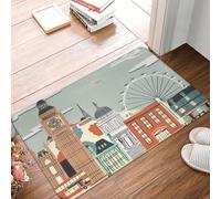 TPDODON Paillasson antidérapant avec Vue sur la Rue de Londres Britannique Bus Rouge d'Angleterre Big Ben pour Cuisine Salle de Bain jardin-24x36 inch