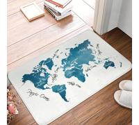 TPDODON Paillasson antidérapant Motif Carte du Monde Bleu Motif géographie Histoire Salle de Bain Cuisine salon-24x36 inch