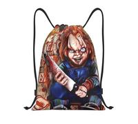 TPDODON Sac à dos à cordon de serrage pour enfant Chucky, sac de sport, sac de sport, sac à dos de film d'horreur, sacs à cordon pour Halloween, sacs de yoga