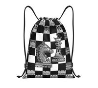 TPDODON Sac à dos à cordon Sac à dos léger avec cordon de serrage pour homme, motif chevalier et reine d'échecs, idéal pour les jeux de société, la gym, le sport, l'entraînement
