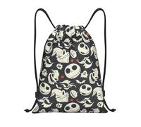 TPDODON Sac à dos à cordon Sacs à cordon Jack Skellington pour femmes et hommes, sac de sport pliable, sac de sport, sac à dos L'Étrange Noël de Monsieur Jack