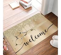TPDODON Tapis de Porte d'entrée antidérapant à séchage Rapide pour Salon de Coiffure Motif Gouttes d'or Rose et Ciseaux dorés Tapis de Sol pour Salle de bain-24x36 inch