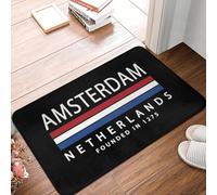 TPDODON Tapis de Porte d'entrée antidérapant avec Motif Drapeau des Pays-Bas et Histoire d'Amsterdam paillasson d'extérieur Patriotique Tapis d'entrée pour Cuisine et balcon-20x32 inch