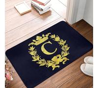 TPDODON Tapis de Porte d'entrée antidérapant et imperméable avec Motif Lettre C de l'alphabet Anglais doré-20x32 inch