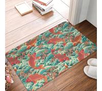 TPDODON Tapis d'entrée de Porte d'entrée de Poisson koï Orange à l'océan Bleu Tapis de Porte de Cuisine de Salle de Bain extérieure Tapis de Chambre à Coucher tapis-16x24 inch