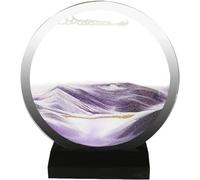 TPDRKOWJX Lampe de Table d'art Sable en Mouvement, Image Dynamique, Images, Art Rond, décor Liquide, sablier 3D, Paysage des Profondeurs, Cadre coulant, Bureau for la décoration(Purple)