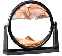 TPDRKOWJX Lampe de Table d'art Sable en Mouvement, Image, Paysage mer Profonde 3D, Affichage Cadre Verre Rond Sable Dynamique, Peinture Qui coule, décoration relaxante (Couleur : Rouge)(Yellow)