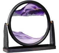 TPDRKOWJX Lampe de Table d'art Sable en Mouvement, Image, Paysage mer Profonde 3D, Affichage Cadre Verre Rond Sable Dynamique, Peinture Qui coule, décoration relaxante (Couleur : Rouge)(Purple)