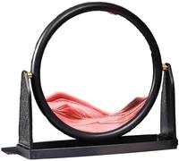 TPDRKOWJX Lampe de Table d'art Sable en Mouvement, Image, Paysage mer Profonde 3D, Affichage Cadre Verre Rond Sable Dynamique, Peinture Qui coule, décoration relaxante (Couleur : Rouge)(Pink)