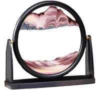 TPDRKOWJX Lampe de Table d'art Sable en Mouvement, Image, Paysage mer Profonde 3D, Affichage Cadre Verre Rond Sable Dynamique, Peinture Qui coule, décoration relaxante (Couleur : Rouge)(Brown)