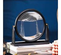TPDRKOWJX Lampe de Table d'art Sable en Mouvement, Image paysages 3D Paysage mer Profonde Art Rond Dynamique Peinture coulant for Jouets détente for Adultes décor Bureau à Domicile(Black)