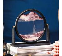 TPDRKOWJX Lampe de Table d'art Sable en Mouvement, Image paysages 3D Paysage mer Profonde Art Rond Dynamique Peinture coulant for Jouets détente for Adultes décor Bureau à Domicile(Brown)