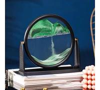 TPDRKOWJX Lampe de Table d'art Sable en Mouvement, Image paysages 3D Paysage mer Profonde Art Rond Dynamique Peinture coulant for Jouets détente for Adultes décor Bureau à Domicile(Green)