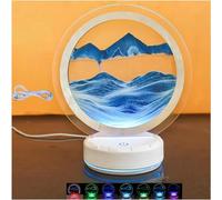 TPDRKOWJX Lampe de Table d'art Sable en Mouvement, Lampe Peinture Mobile 7 Couleurs, Image Liquide mer Profonde 3D rotative à 360 °, mouvant(Blue)