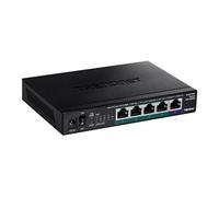 TRENDnet TPE-TG350 Commutateur PoE+ 2,5 G Non géré à 5 Ports, sans Ventilateur, Conception de Bureau compacte, boîtier métallique, Ports 2,5 GBASE-T, IEEE 802.3bz, Budget PoE 55 W Noir