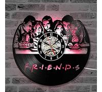 TPFEI 3D Creative Friends Série TV CD Record Horloge Noir Creux Vinyle Record Horloge Murale Antique Style Suspendu LED Horloge Décor À La Maison
