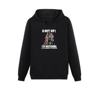 TPGHNVENT Men Long Sleeve Printed Hoodies Shut Up I'm Watching Little House on The Prairie Hoody Sweatershirt Black 3XL