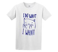 TPGHNVENT Men's I Do What I Want Cat Cotton T Shirt White M