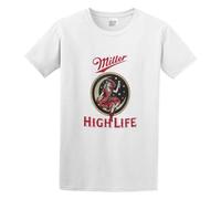 TPGHNVENT Men's Miller High Life 'Girl on Moon' Logo Cotton T Shirt White XXL