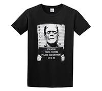 TPGHNVENT Men's Pins & Bones Frankenstein Face Mug Shot Retro T-Shirts Black M