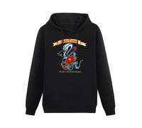 TPGHNVENT Men's Rose Tattoo Rock N Roll Outlaws Funny Long Sleeve Hooded Sweatshirt Black S