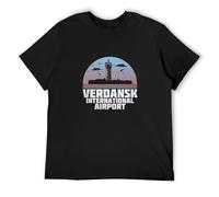 TPGHNVENT Men's Verdansk International Airport Cod Warzone Game T-Shirts Black L