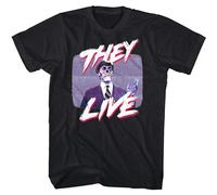 TPGHNVENT They Live Politicians Speech Men's T Shirt Blue Alien Horror Movie 80S Black S
