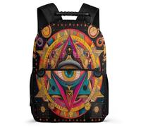 TPISLI Cartable Abstract Art Eyes Enfants 7-12 Ans Sac Collège Evil Eye pour Garçon Fille CE1 CE2 Daypack, Léger Durable Poches Latérales Voyage Quotidien