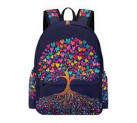 TPISLI Cartable Arbre de Cœurs Fille Garçon 8-12 Ans Sac d'École Coloré Botanique CE2 CM1 Léger Imperméable Durable pour Voyage Loisirs Promenade Sorties Usage Quotidien Rentrée Scolaire